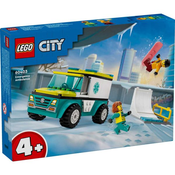 LEGO 60403 - City Fahrzeuge - Rettungswagen und Snowboarder