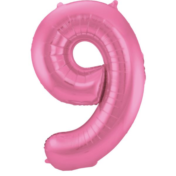 FOLAT 65909 - Folienballon - Zahl 9, Matte Pink, 86 cm