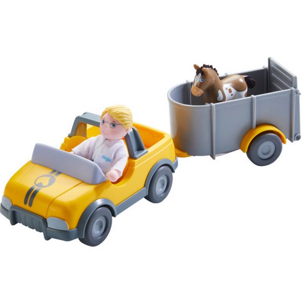 HABA 303926 - Little Friends - Tierarzt-Auto mit Anhänger