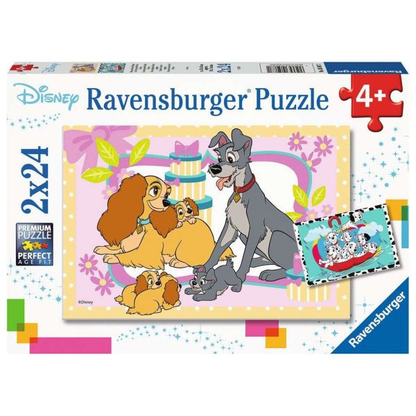 RAVENSBURGER 05087 - Puzzle - Disneys liebste Welpen, 2x24 Teile
