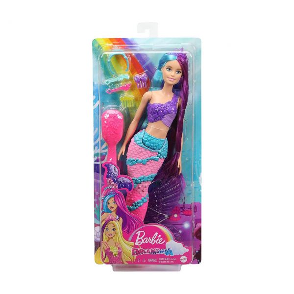 MATTEL GTF39 - Barbie Dreamtopia - Regenbogenzauber Meerjungfrau Puppe mit langem Haar