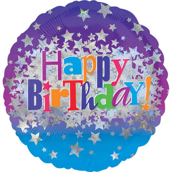 AMSCAN 2448201 - Folienballon - Happy Birthday Bright Stars, 43cm