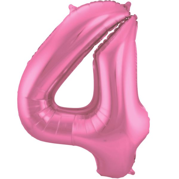 FOLAT 65904 - Folienballon - Zahl 4, Matte Pink, 86 cm