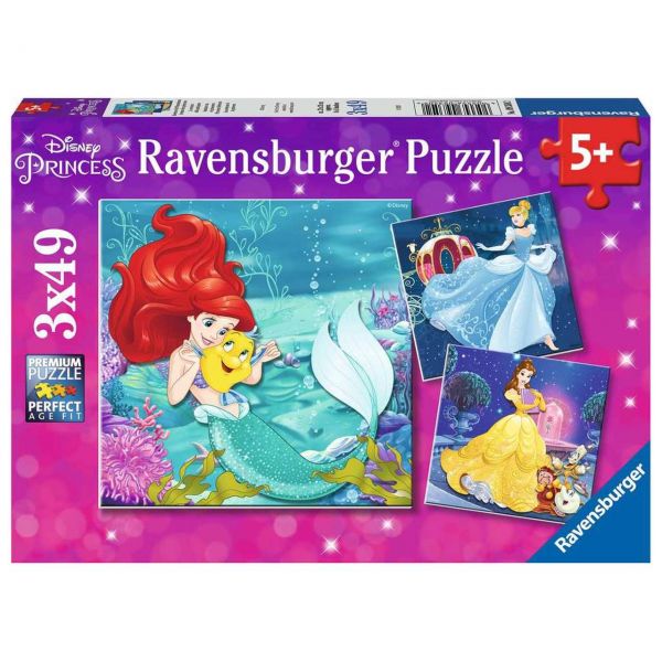 RAVENSBURGER 09350 - Puzzle - Abenteuer der Prinzessinnen, 3x49 Teile