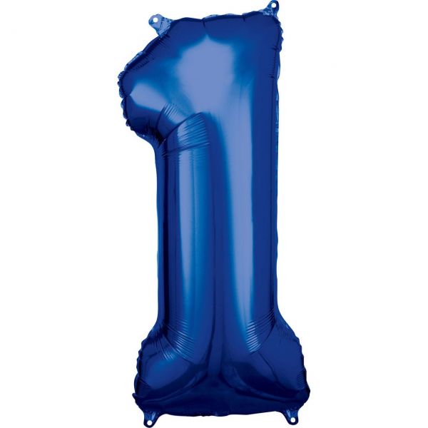 AMSCAN 9907276 - Folienballon - Zahl 1, blau, 33x86cm