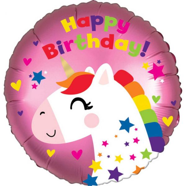 AMSCAN 4129301 - Folienballon - Happy Birthday, Einhorn, 45cm