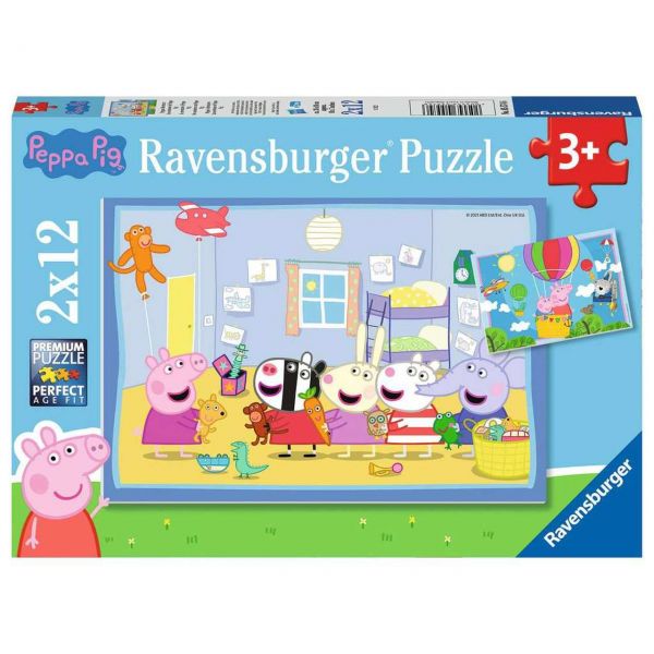 RAVENSBURGER 05574 - Puzzle - Peppas Abenteuer, 2x12 Teile