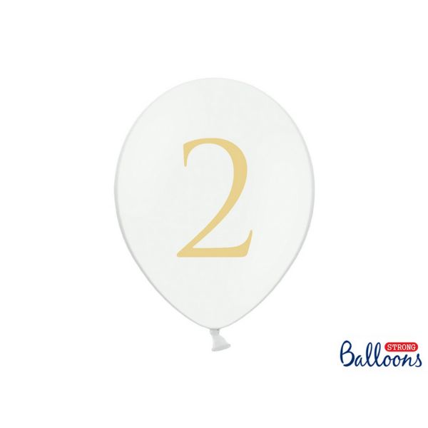 PD SB14P-282-008 - Luftballons 30cm - Pastell, Weiß - Zahl 2, 50 Stk.