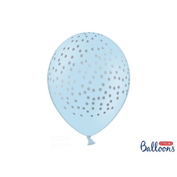 PD SB14P-208-011S - Luftballons 30cm - Pastell, Punkte, Baby-Blau, 50 Stk.
