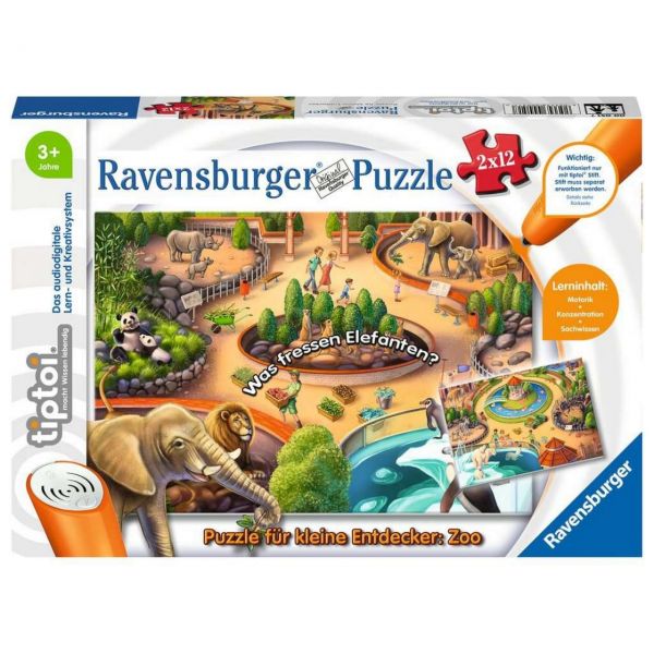 RAVENSBURGER 00051 - tiptoi Puzzle - Zoo Puzzle, 2 x 12 Teile
