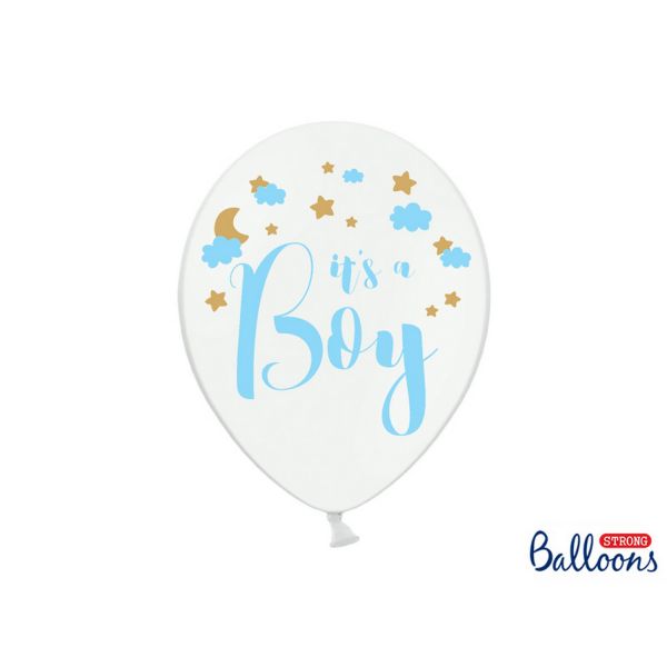 PD SB14P-232-008 - Luftballons 30cm - Pastell, I´ts a Boy, Weiß, 50 Stk.