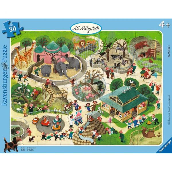 RAVENSBURGER 05565 - Rahmenpuzzle - Ali Mitgutsch - Im Zoo, 30 Teile