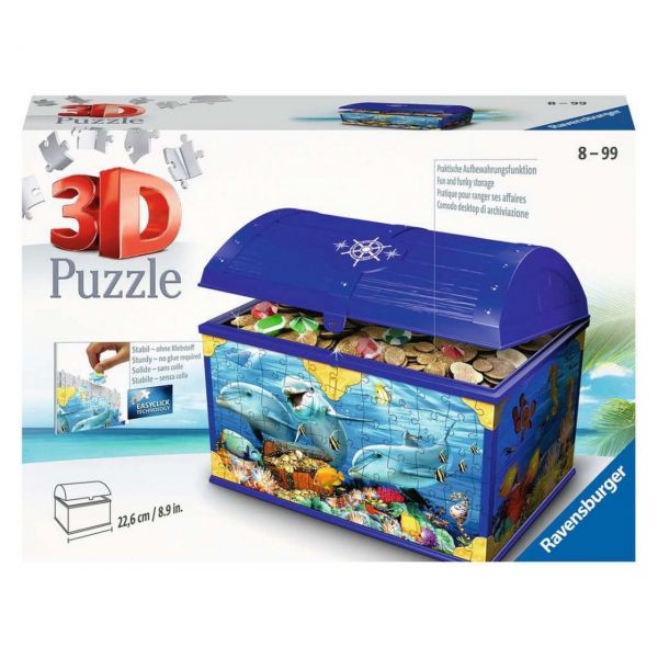 RAVENSBURGER 11174 - 3D-Puzzle - Schatztruhe Unterwasserwelt, 216 Teile