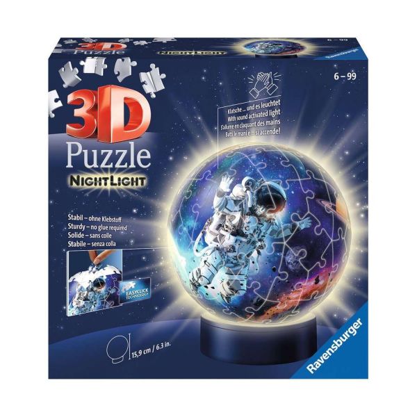 RAVENSBURGER 11264 - 3D Puzzle - Nachtlicht, Astronauten im Weltall, 72 Teile