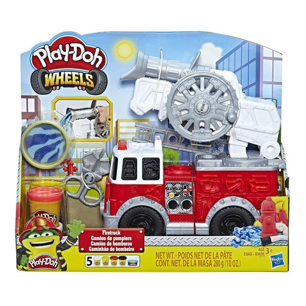 HASBRO E6103 - Play-Doh Wheels - Feuerwehrauto mit 5 Dosen Play-Doh