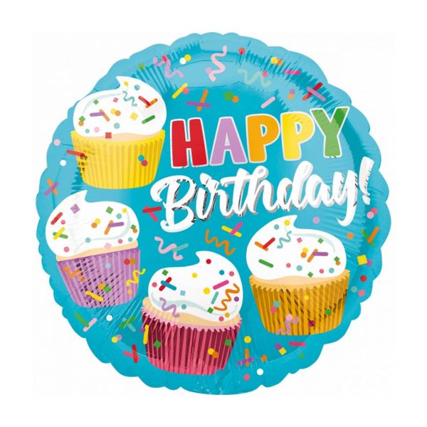 AMSCAN 3817201 - Folienballon - Happy Birthday Cupcake, 43cm