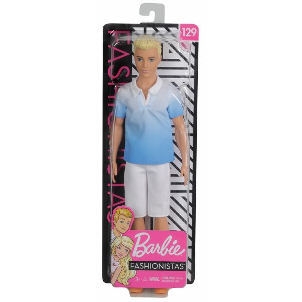 MATTEL GDV12 - Barbie - Ken Fashionistas Puppe im weiß-blauen Poloshirt