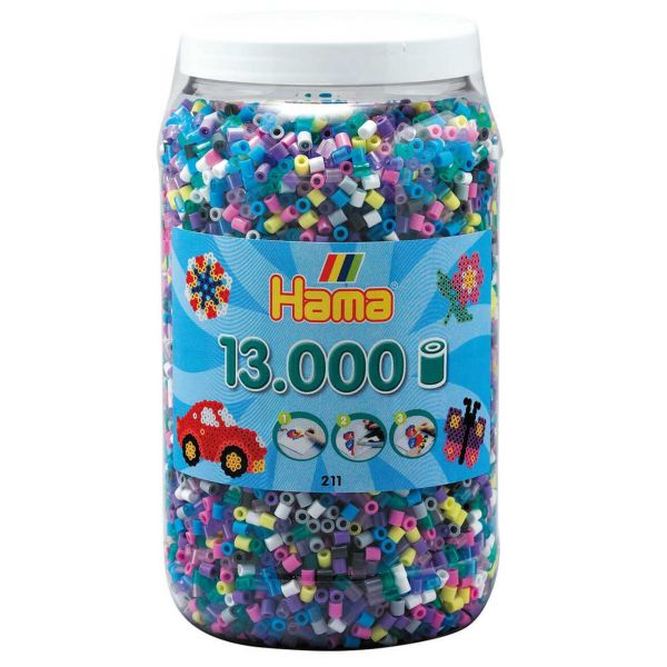 Hama 21169 - Bügelperlen Topf, 13.000 Perlen, Transparent und Pastell