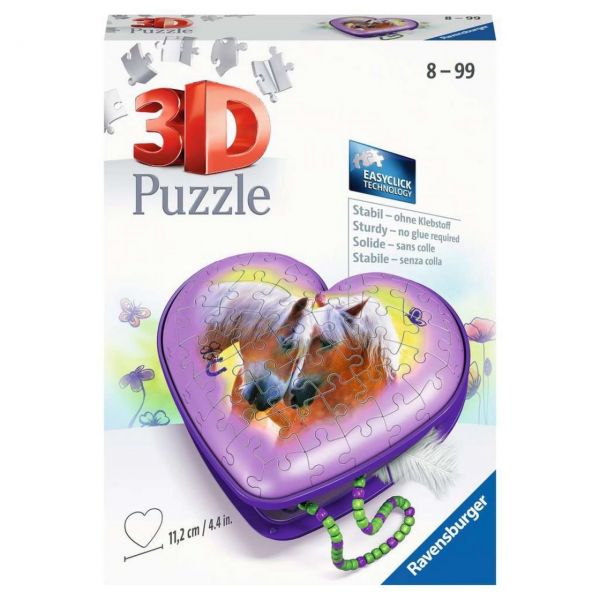 RAVENSBURGER 11171 - 3D-Puzzle - Herzschatulle Pferde, 54 Teile