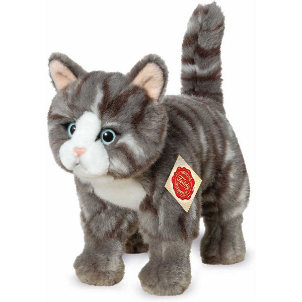 Teddy Hermann 918226 - Kuscheltier - Katze stehend grau getigert, 20cm