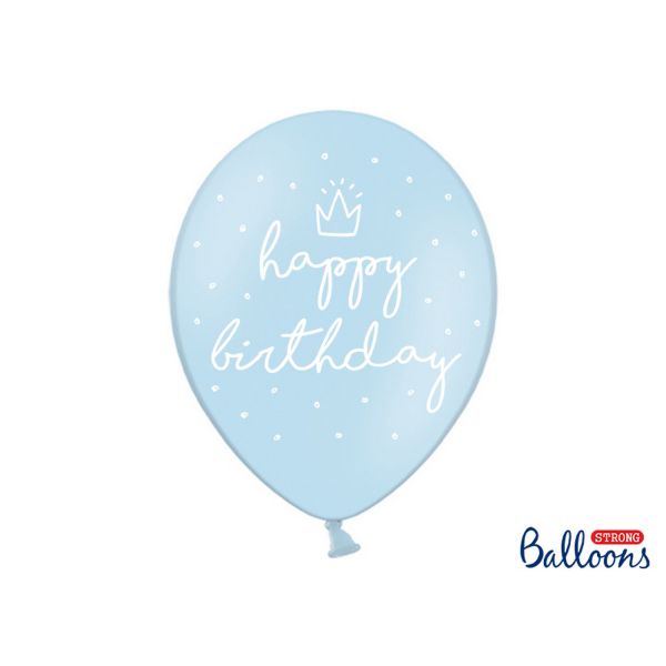 PD SB14P-244-011 - Luftballons 30cm - Pastell, Happy Birthday, Baby-Blau, 50 Stk.
