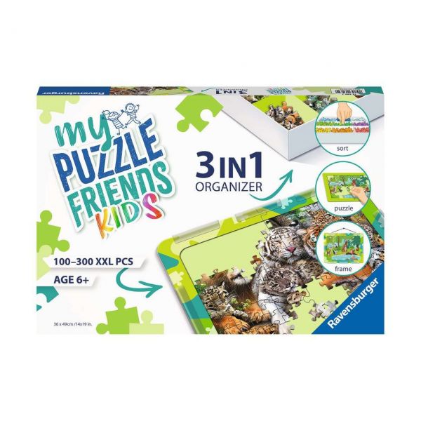 RAVENSBURGER 13265 - Puzzlezubehör - My Puzzle Friends Kids, 3in1 Organizer Grün, 100-300 XXL Teile