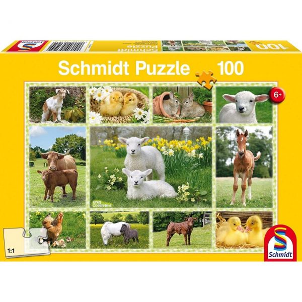 SCHMIDT 56194 - Puzzle - Tierkinder auf dem Bauernhof, 100 Teile