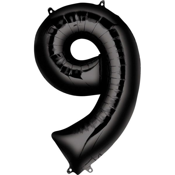AMSCAN 30148 - Folienballon - Zahl 9, schwarz, 90cm