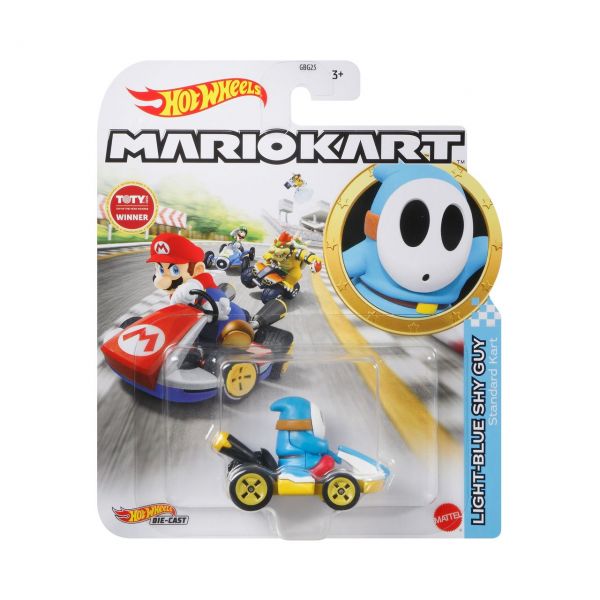 MATTEL GRN21 - Hot Wheels - Mario Kart, 1:64 Die-Cast, Light-Blue Shy Guy