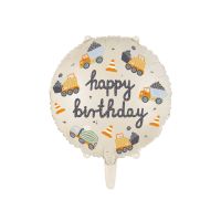 Folienluftballon Happy Birthday Baufahrzeuge, 45 cm