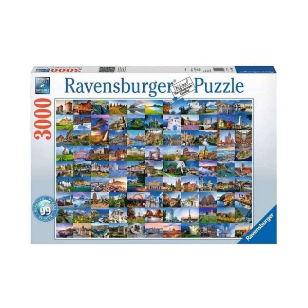 RAVENSBURGER 17080 - Puzzle - 99 Beautiful Places in Europe, 3000 Teile