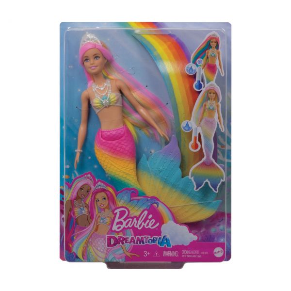 MATTEL GTF89 - Barbie Dreamtopia - Regenbogenzauber Meerjungfrau mit Farbwechsel