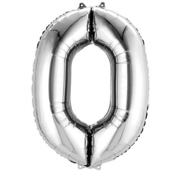 AMSCAN 2798001 - Folienballon - Zahl 0, silber, 90cm