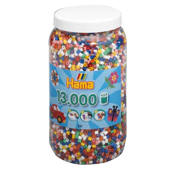Hama 21100 - Bügelperlen Topf, 13.000 Stück, 10 kräftige Farben gemischt