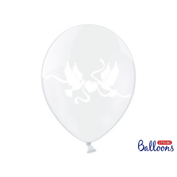 PD SB14C-221-099 - Luftballons 30cm - Durchsichtig, Hochzeits-Tauben, 50 Stk.