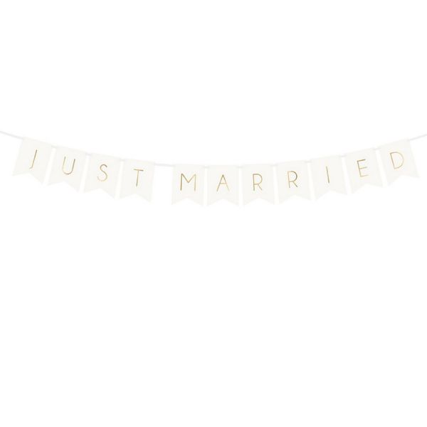 PD GRL68-008 - Banner - Just Married, weiß gold, ca 155cm