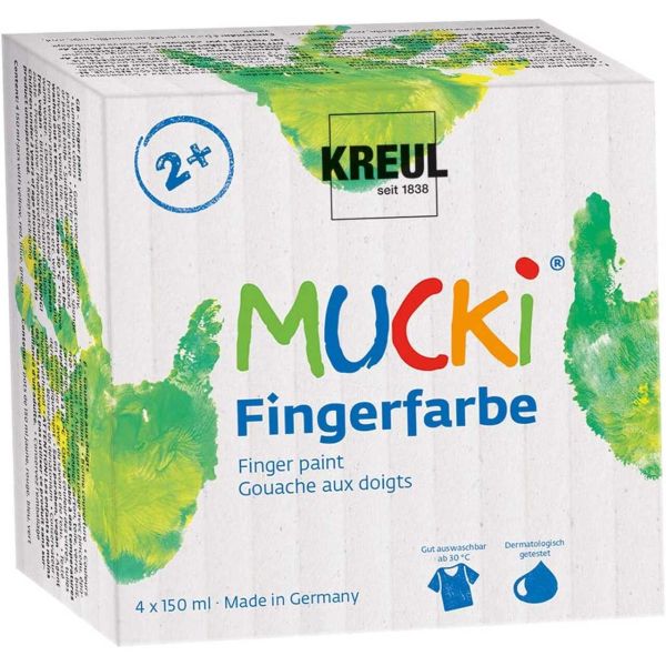 KREUL 2314 - Bastelartikel - Mucki Fingerfarbe, 4 Dosen a 150ml