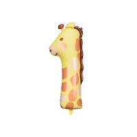 Folienballon Ziffer 1 - Giraffe, 42x90 cm