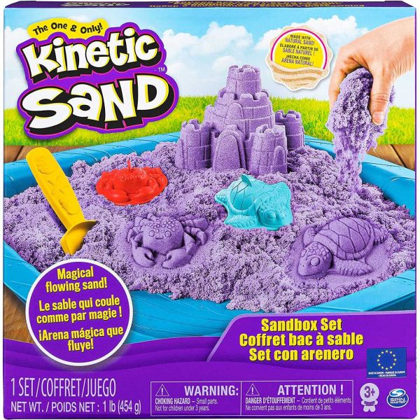 Spin Master 22704 - Kinetic Sand - Sand Box Set Lila, 454g