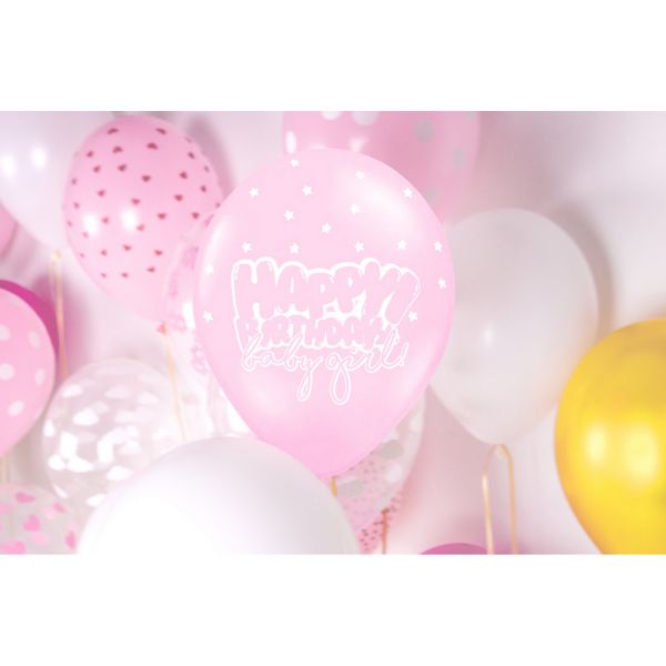 PD SB14P-211-081J - Luftballons 30cm - Pastell, Happy Birthday, Baby-Rosa, 50 Stk.