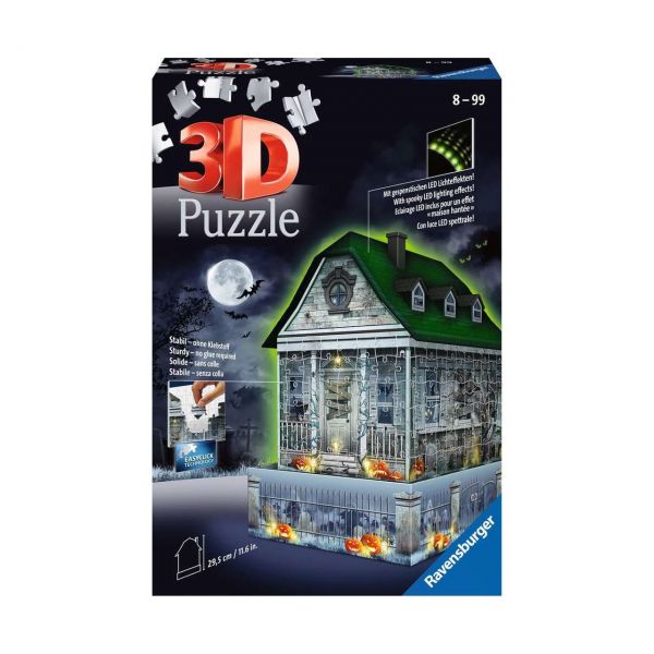 RAVENSBURGER 11254 - 3D-Puzzle - Gruselhaus bei Nacht, 216 Teile