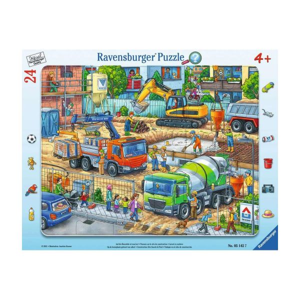 RAVENSBURGER 05142 - Rahmenpuzzle - Auf der Baustelle ist was los!, 24 Teile