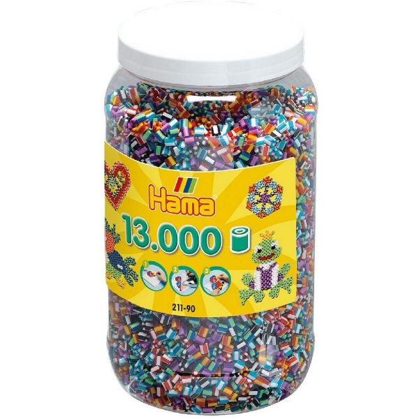 Hama 21190 - Bügelperlen Topf, 13.000 Perlen, 6 verschiedene Farben, gestreift