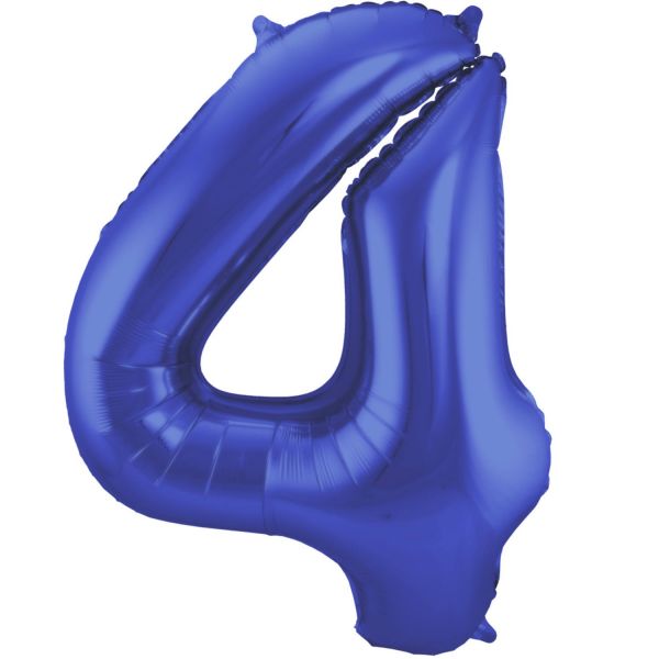 FOLAT 65924 - Folienballon - Zahl 4, Matte Blau, 86 cm