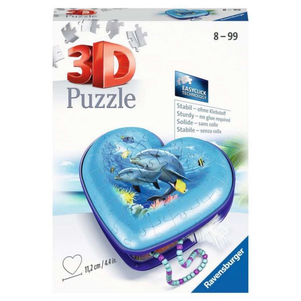 RAVENSBURGER 11172 - 3D-Puzzle - Herzschatulle Unterwasserwelt, 54 Teile