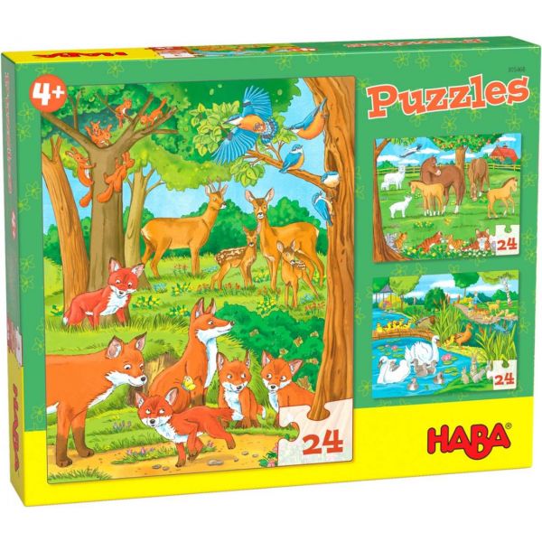 HABA 305468 - Puzzle - Tierfamilien, 24 Teile