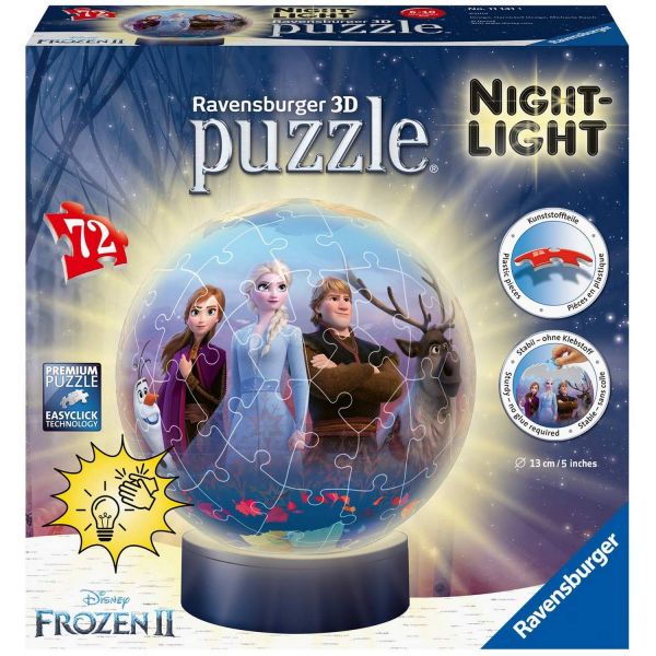 RAVENSBURGER 11141 - 3D Puzzle - Frozen 2, Nachtlicht, 72 Teile