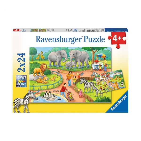 RAVENSBURGER 07813 - Puzzle - Ein Tag im Zoo, 2x24 Teile