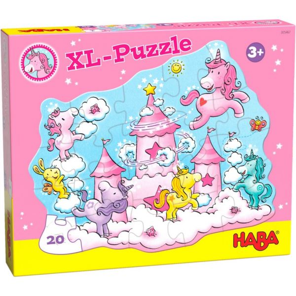 HABA 305467 - Puzzle - Einhorn Glitzerglück, Wolkenpuzzelei, 20 Teile