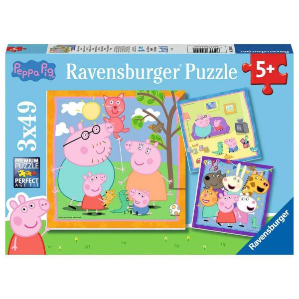 RAVENSBURGER 05579 - Puzzle - Peppas Familie und Freunde, 3x49 Teile